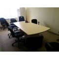 Blonde 8 ft Board Room Meeting Table w Rounded Ends